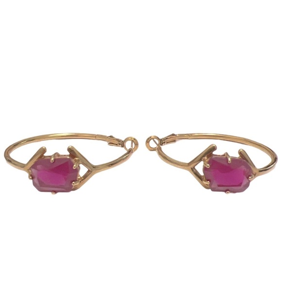 KATE SPADE • Gold and Amethyst Purple Gemstone Hoop Earrings - Picture 2 of 5